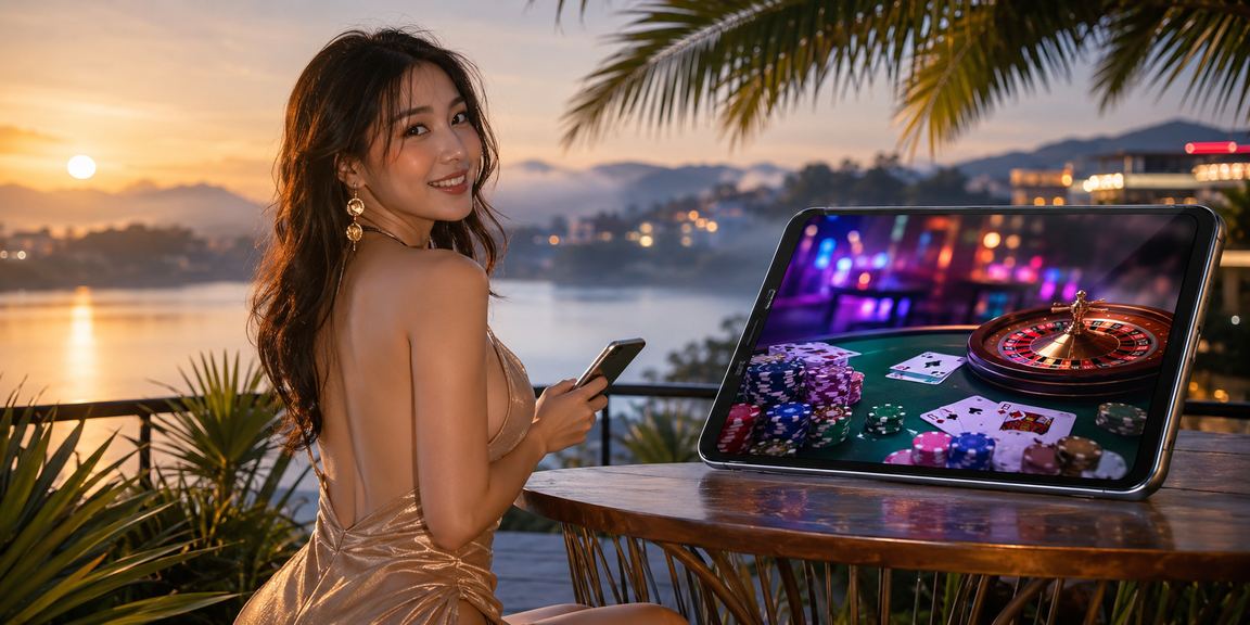 Người dùng trải nghiệm casino trực tuyến trên điện thoại tại bãi biển Đà Lạt